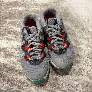 Nike Gray and Red Running Shoes